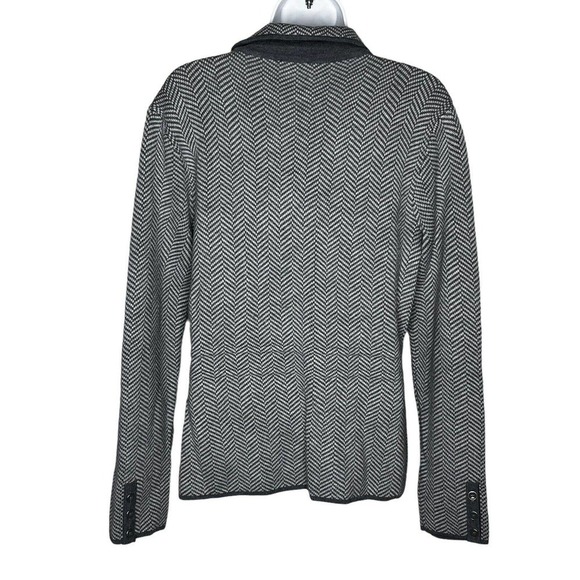 TALBOTS SZ M Knit Blazer Jacket 100% Merino Wool Gray Herringbone Pockets NEW - Picture 6 of 11